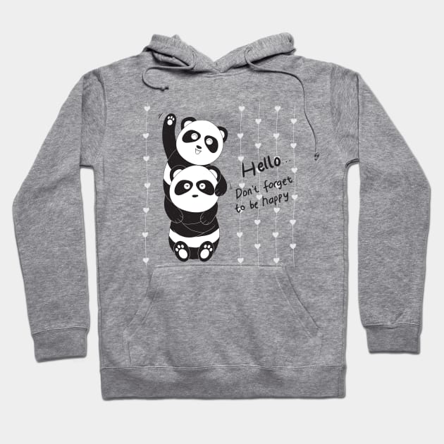 Panda couple don t forget to be happy Hoodie by Mako Design 